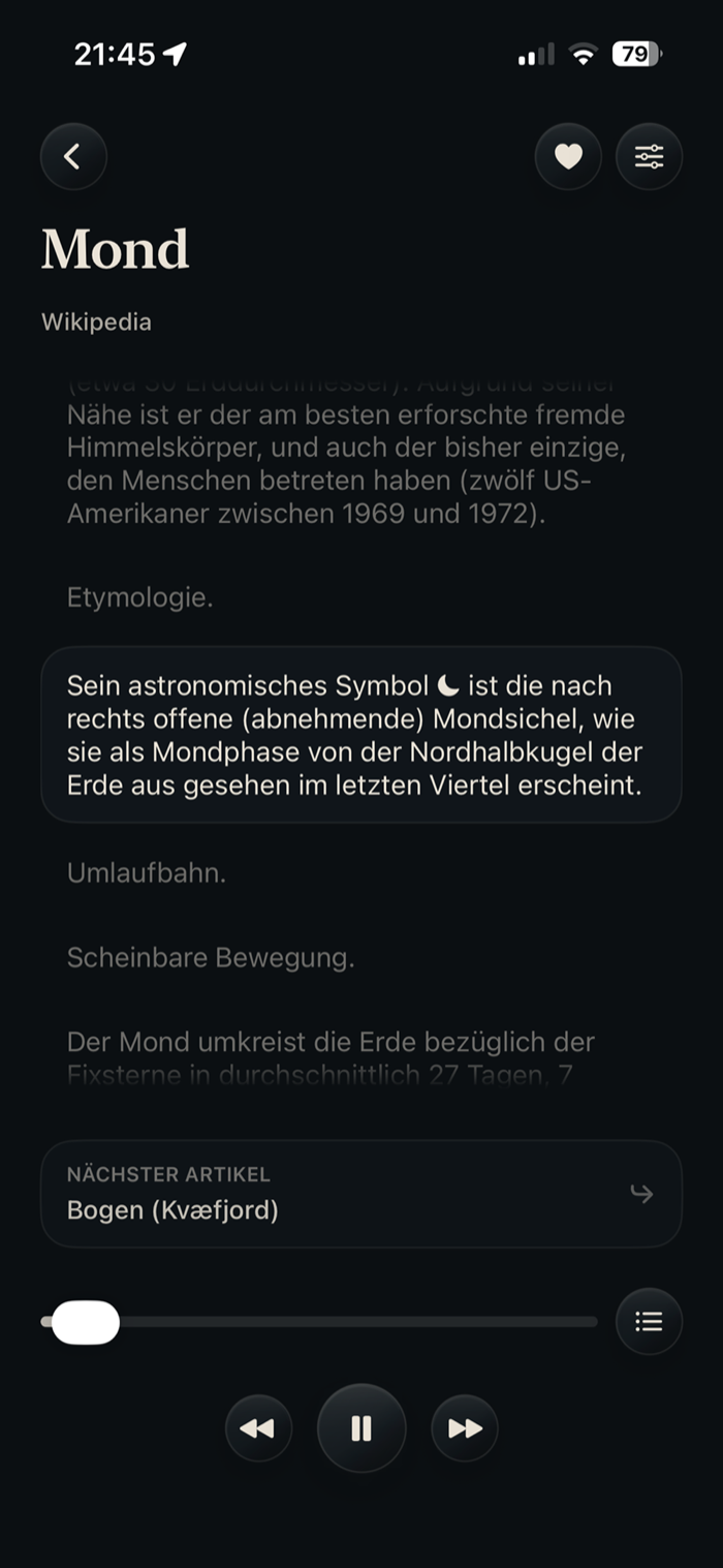 Artikelansicht in der umbra-App
