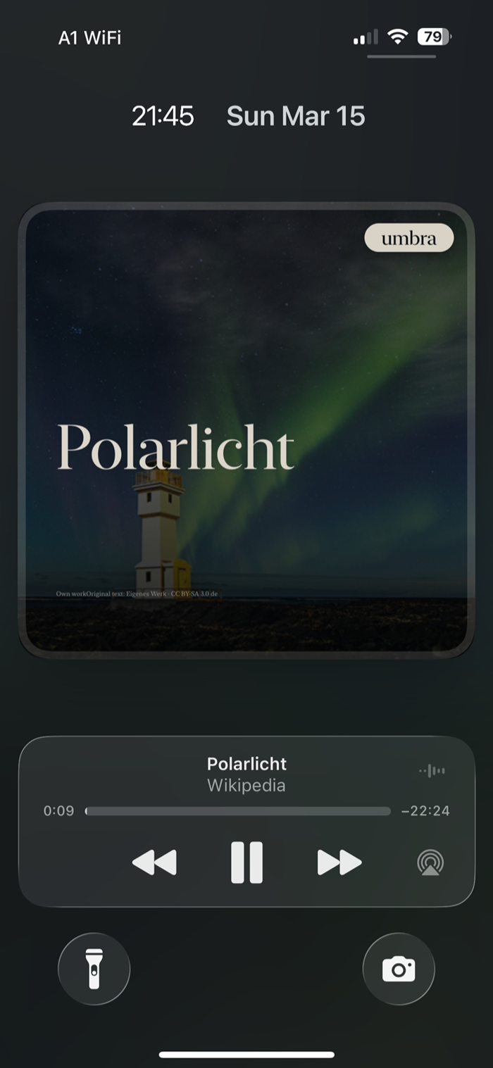 Sperrbildschirm-Steuerung für eine umbra-Session