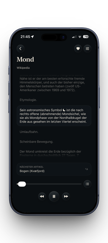 Mockup einer umbra-Hörsession auf transparentem Hintergrund