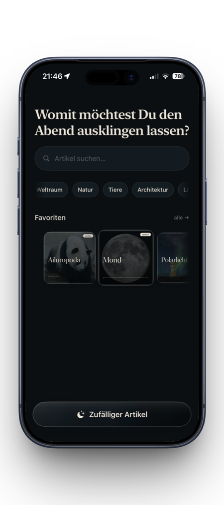 Mockup des ruhigen umbra-Startbildschirms auf transparentem Hintergrund