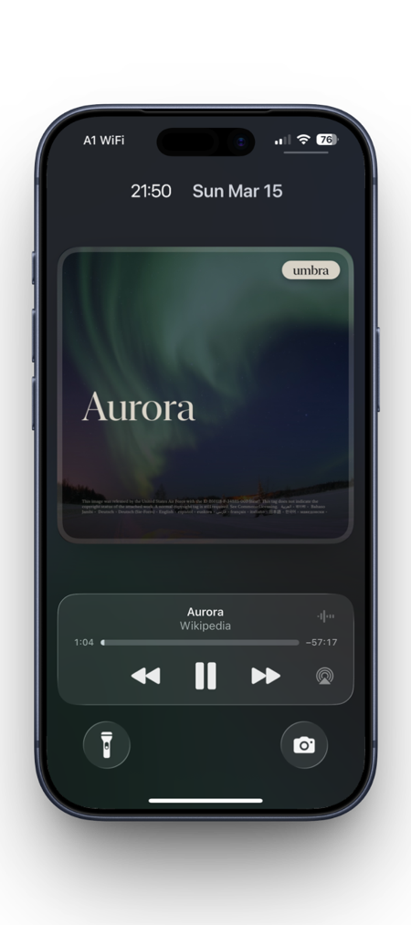 Lock screen mockup of umbra on a transparent background